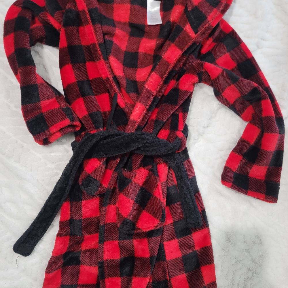 Cuddl Duds Kids Red and Black Checkered Robe